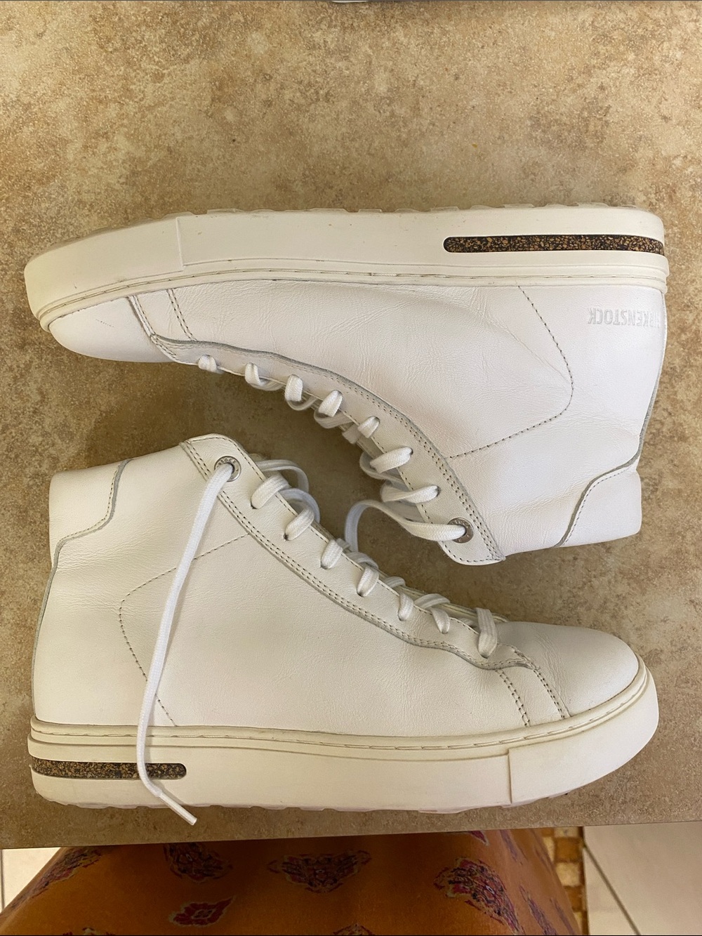 Birkenstock White High-Top Leather Sneakers